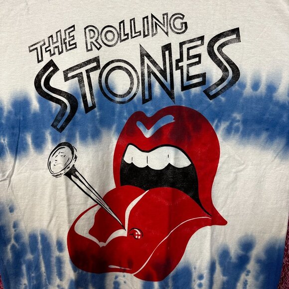 The Rolling Stones Hot Lips Tie Dye Blue Oversized T-Shirt  Size Large - Picture 2 of 7